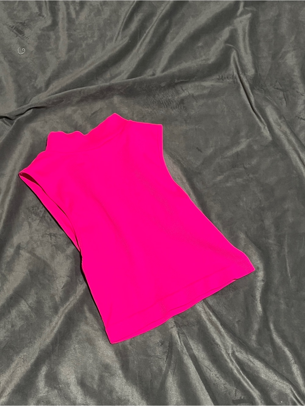 Ribbed Tank Crop Top in Bright Pink